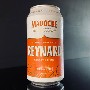 A can of Madocke Beer Brewing Co., Reynard Strong Amber Ale, 375ml from My Beer Dealer.