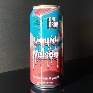 A can of One Drop Brewing Co., Liquid Nelson Thiolised Single Hop DIPA, 440ml from My Beer Dealer.