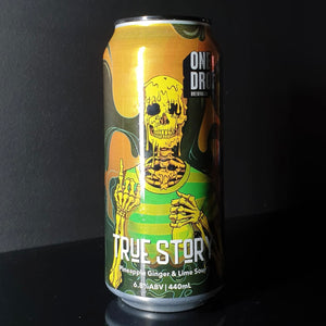 A can of One Drop Brewing Co., True Story: Pineapple Ginger & Lime Sour, 440ml from My Beer Dealer.