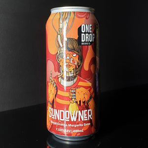 A can of One Drop Brewing Co., Sundowner: Blood Orange Margarita Gose, 440ml from My Beer Dealer.