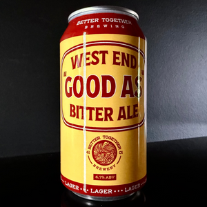 A CAN OF Better Together, West End "Good As" Bitter Ale on a dark background.