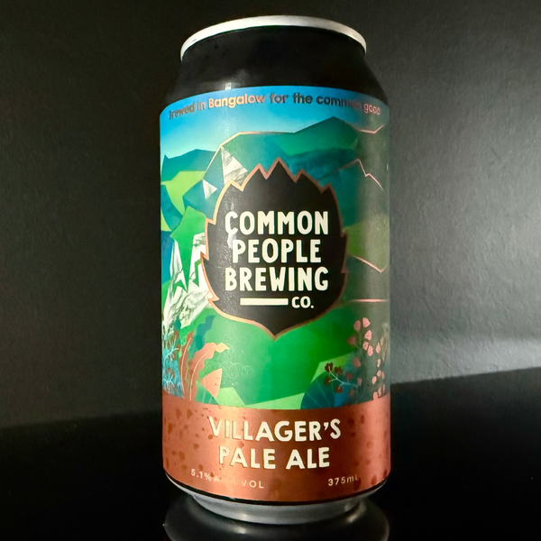A can of Common People Brewing Co., Villager's Pale Ale, 375ml from My Beer Dealer on a dark background.