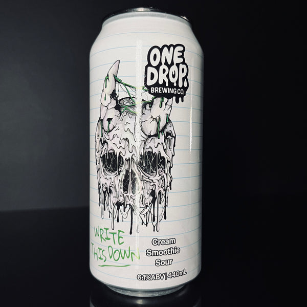 One Drop Brewing Co., Write This Down: Cream Smoothie Sour, 440ml