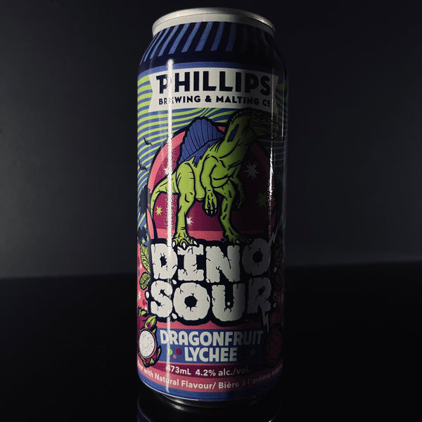 Phillips Brewing & Malting Co., Dinosour Dragonfruit Lychee: Fruited Sour, 473ml