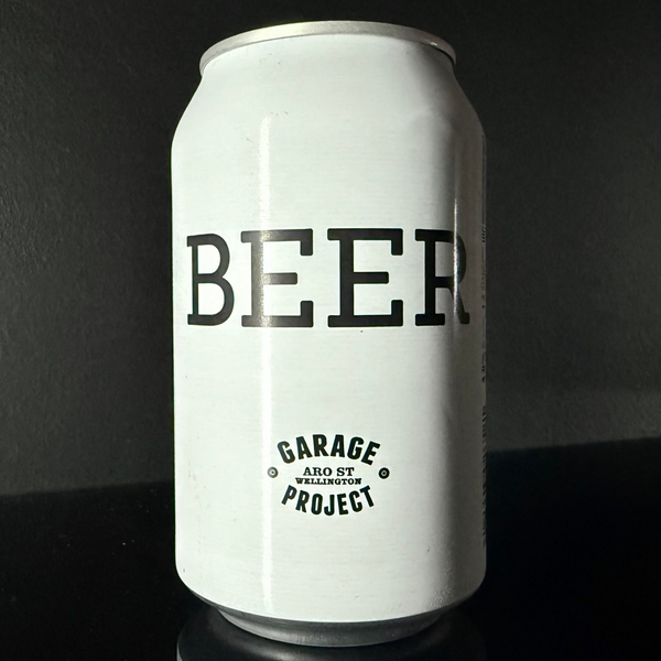 A can of Garage Project, Beer from My Beer Dealer on a dark background.