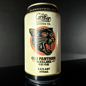 A can of Grifter, Old Panther: Black Lager, 375ml from My Beer Dealer on a dark background.