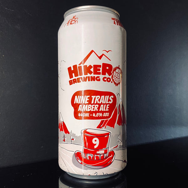 A can of Hiker Nine Trails Amber Ale from My Beer Dealer. 