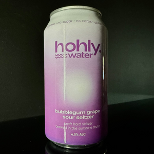 A can of Hohly Water, Bubblegum Grape Seltzer, 375ml from My Beer Dealer.