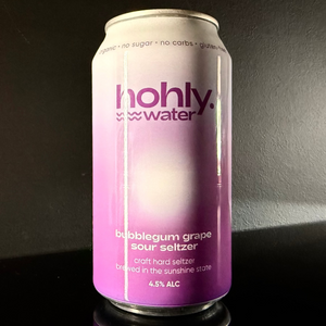 A can of Hohly Water, Bubblegum Grape Seltzer on a dark background from My Beer Dealer