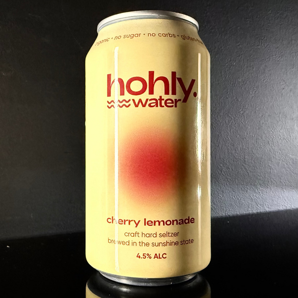 Can of hohly water cherry lemonade on a dark background from My Beer Dealer.