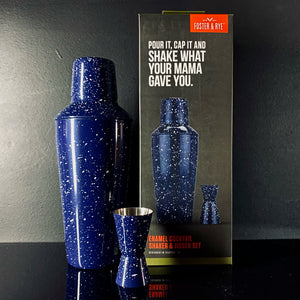 Enamel Cocktail Shaker & Jigger Set by Foster & Rye