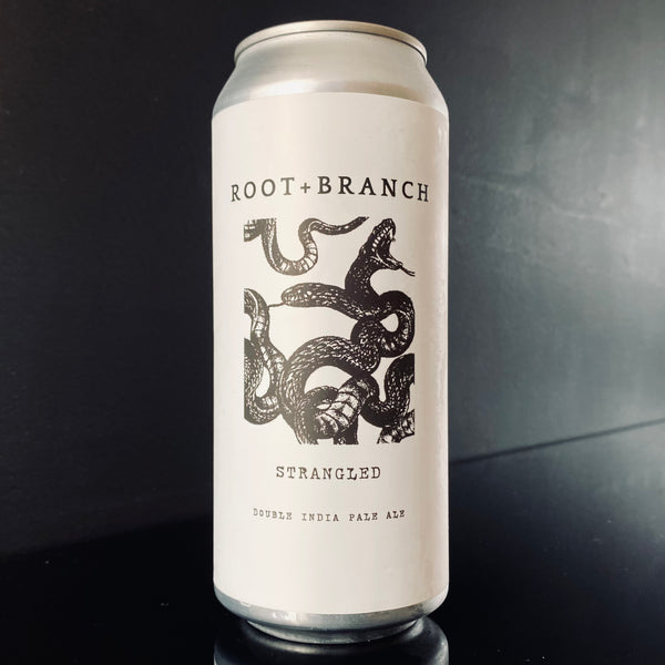 A can of Root + Branch Brewing, STRANGLED, 473ml from MY Beer Dealer.
