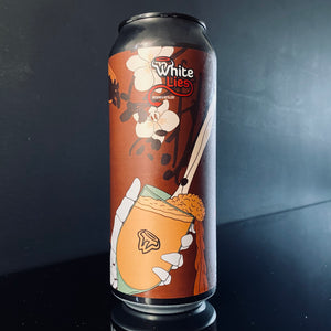 A can of White Lies, Imperial Vanilla Espresso Stout. 500ml from My Beer Dealer.