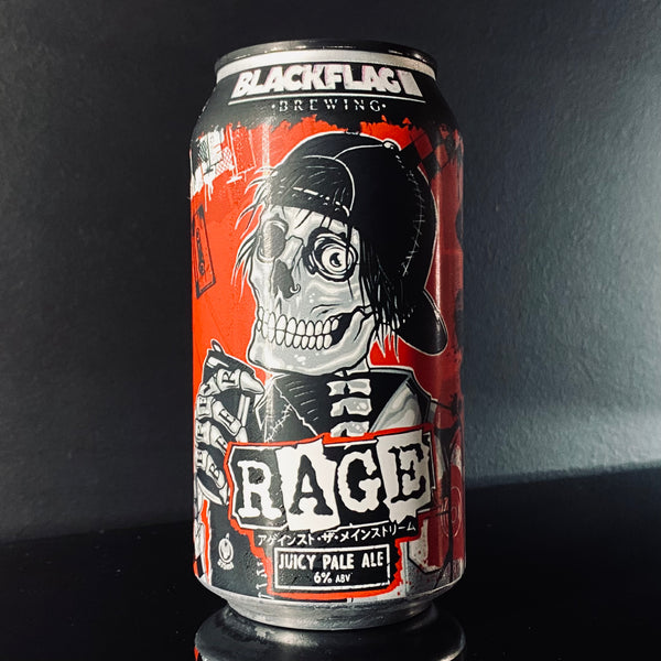 A can of Blackflag Brewing, Rage Juicy Pale Ale, 375ml from My Beer Dealer.