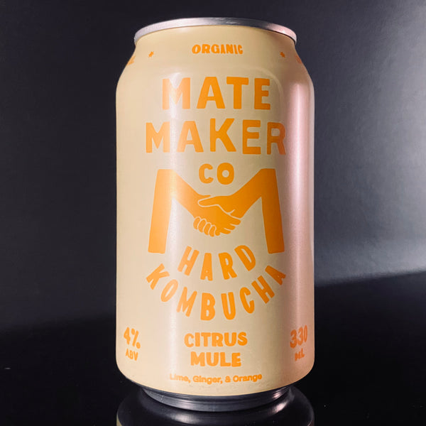 A can of Mate Maker Co., Hard Kombucha Citrus Mule, 330ml from My Beer Dealer.