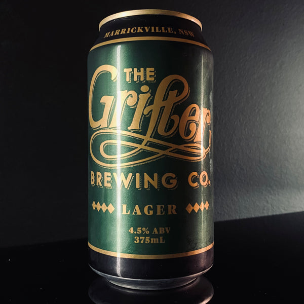 A can of Grifter Brewing Co., Lager, 375ml from My Beer Dealer. 