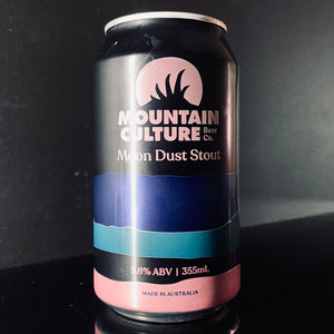 A can of Mountain Culture Beer Co., Moon Dust Stout, 355ml from My Beer Dealer.