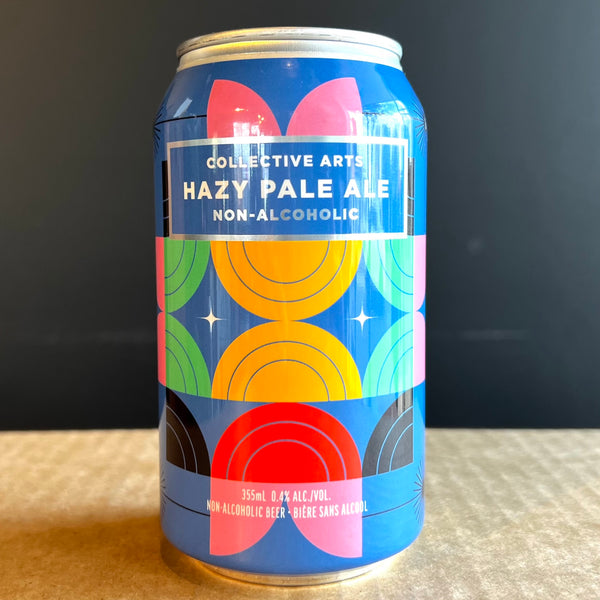 A can of Collective Arts Brewing, Non-Alcoholic Hazy Pale from My Beer Dealer.