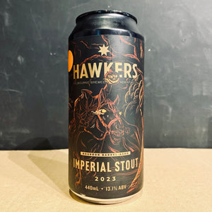 A can of Hawkers Beer, BBA Imperial Stout 2023, 440ml from My Beer Dealer.
