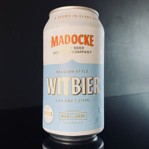 A can of Madocke Beer Brewing Co, Witbier, 375ml from My Beer Dealer.