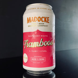 A can of Madocke Beer Brewing Co., Framboos Raspberry White, 375ml from My Beer Dealer.