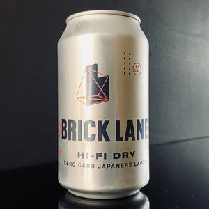 A can of Brick Lane Brewing Co., Hi-Fi Dry Zero Carb Japanese Lager, 355ml from My Beer Dealer.