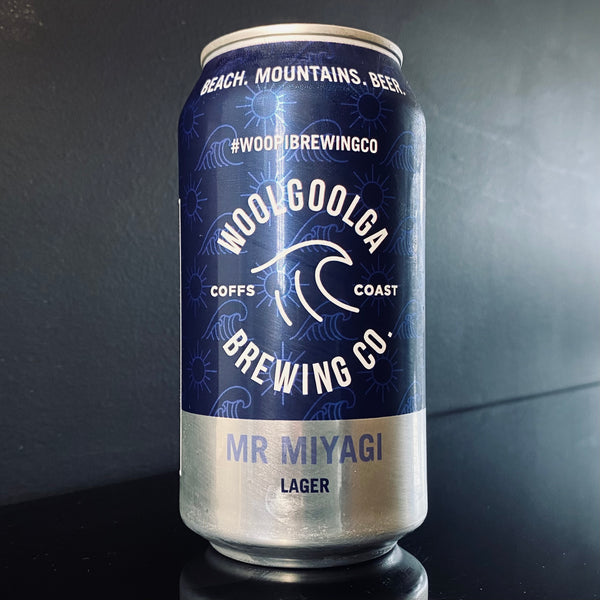 A can of Woolgoolga Brewing Co., Mr. Miyagi, 375ml from My Beer Dealer.