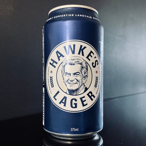 A can of Hawke's Brewing Co., Hawke's Lager, 375ml from MY Beer Dealer.