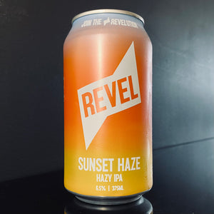 A can of Revel Brewing Co., Sunset Haze Hazy IPA, 375ml from My Beer Dealer.