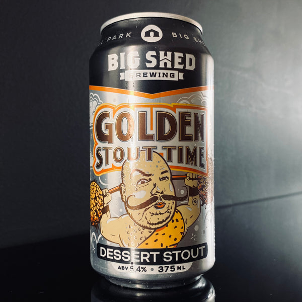 A can of Big Shed Brewing Concern, Golden Stout Time, 375ml from My Beer Dealer.
