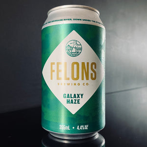 A can of Felons Brewing Co., Galaxy Haze, 355ml from My Beer Dealer.