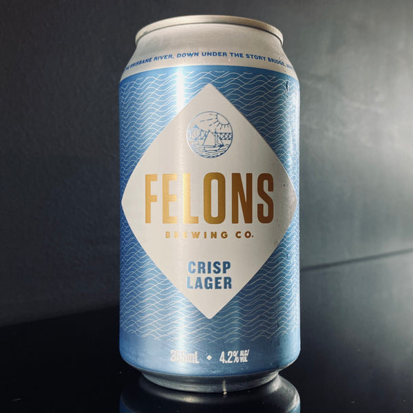 A can of Felons Brewing Co., Crisp Lager, 355ml from My Beer Dealer.