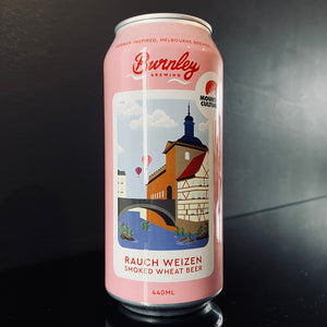 A can of Burnley Brewing + Mountain Culture Beer Co., Rauch Weizen, 440ml from My Beer Dealer.