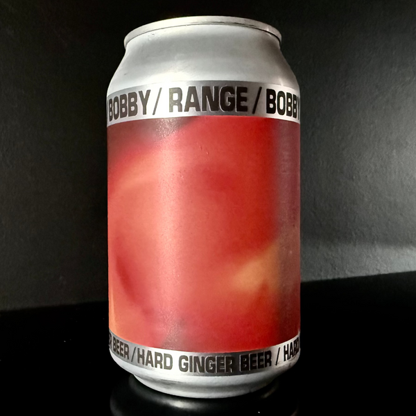 A can of Range Brewing X Bobby, Hard Ginger Beer from My Beer Dealer on a dark background.