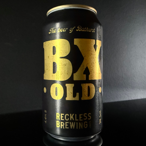 A can of Reckless Brewing, BX Old, 375ml on a dark background from My Beer Dealer. 