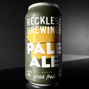 Reckless Brewing Pale Ale can on a dark background from My Beer Dealer.