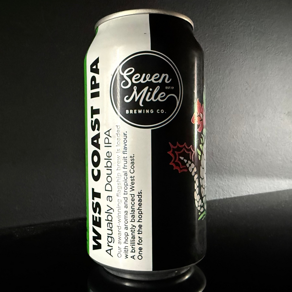 A can of Seven Mile Brewing Co., West Coast IPA, 375ml from My Beer Dealer.