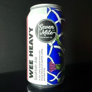 A can of Seven Mile Wee Heavy from My Beer Dealer.