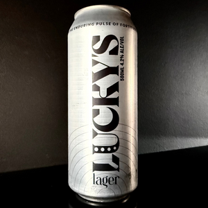 A tall, silver can of Soapbox Lager from My Beer Dealer.