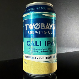 A can of TWOBAYS, Cali IPA, 375ml on a dark background from My Beer Dealer.