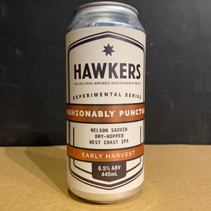 A can of Hawkers Beer, Fashionably Punctual Early Harvest, 440ml from My Beer Dealer