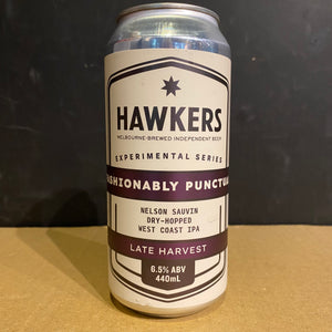 A can of Hawkers Beer, Fashionably Punctual Late Harvest, 440ml from My Beer Dealer