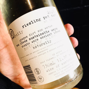 Back label of a bottle of KP Naturally, Riesling Pet Nat