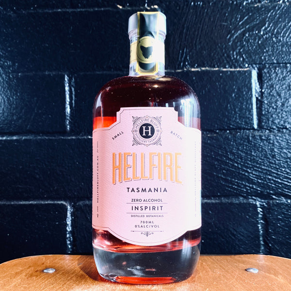 A bottle of Hellfire Alcohol Free Gin called Inspirit