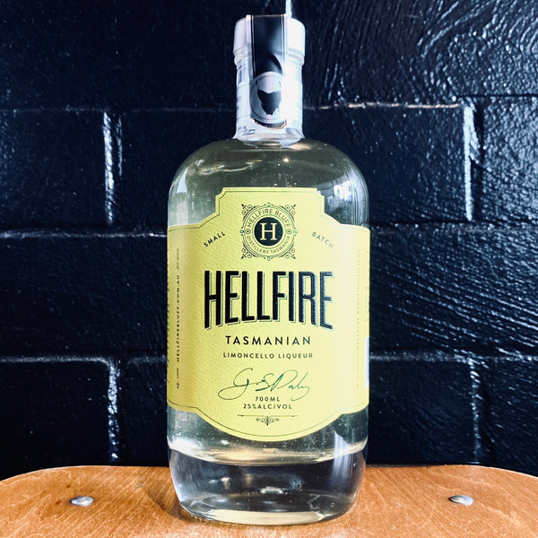 Front view of a bottle of Hellfire Limoncello Liquer