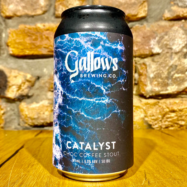 A can of Gallows Brewing Co., Catalyst Choc Coffee Stout, 375ml