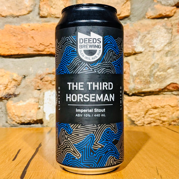 A can of Deeds Brewing The Third Horseman Imperial Stout